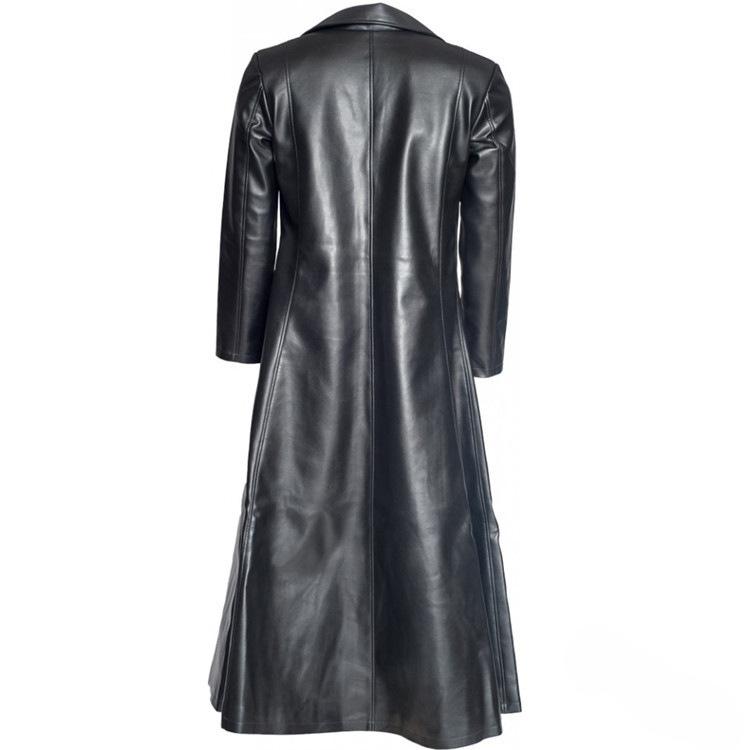 Giacca da Uomo in Ecopelle PU Monocolore con Collo, Vestibilità Slim, Bottoni, Maniche Lunghe, per Primavera e Autunno