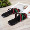 Woven Large Size Colored Thin Strap Flat-bottomed Slippers Women's New Fashion One-word Fish Mouth Slippers