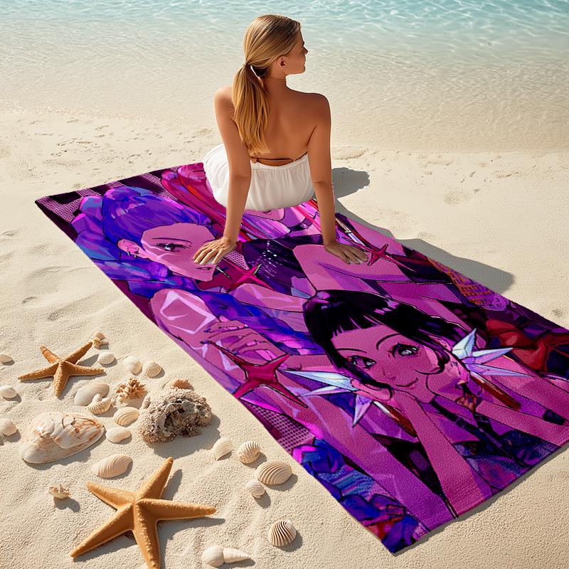 1pc KPop Demon Hunters3 Beach Towel, Comfortable and Thick, and Swimming/Bath/Picnic/Camping Towel, Suitable for Seaside Beaches