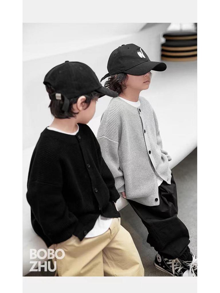 Boys' Thin Knit Cardigan Sweater, Medium/Large Sizes, Trendy Spring/Autumn Jacket