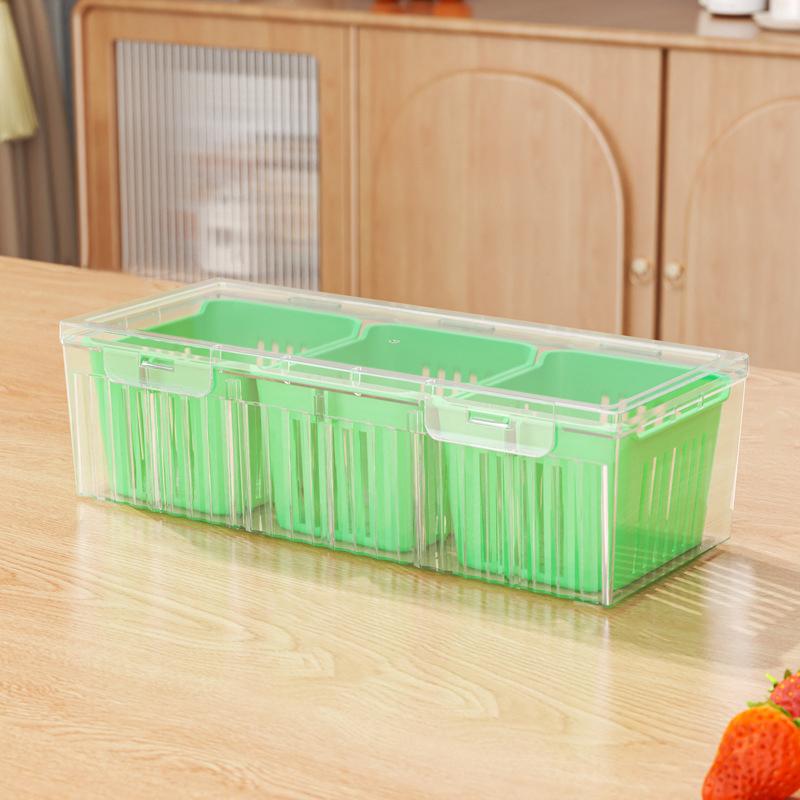 

Кухонный ящик для хранения фруктов и овощей, контейнер для свежести имбиря, зеленого лука и лука, органайзер для слива продуктов зелёный