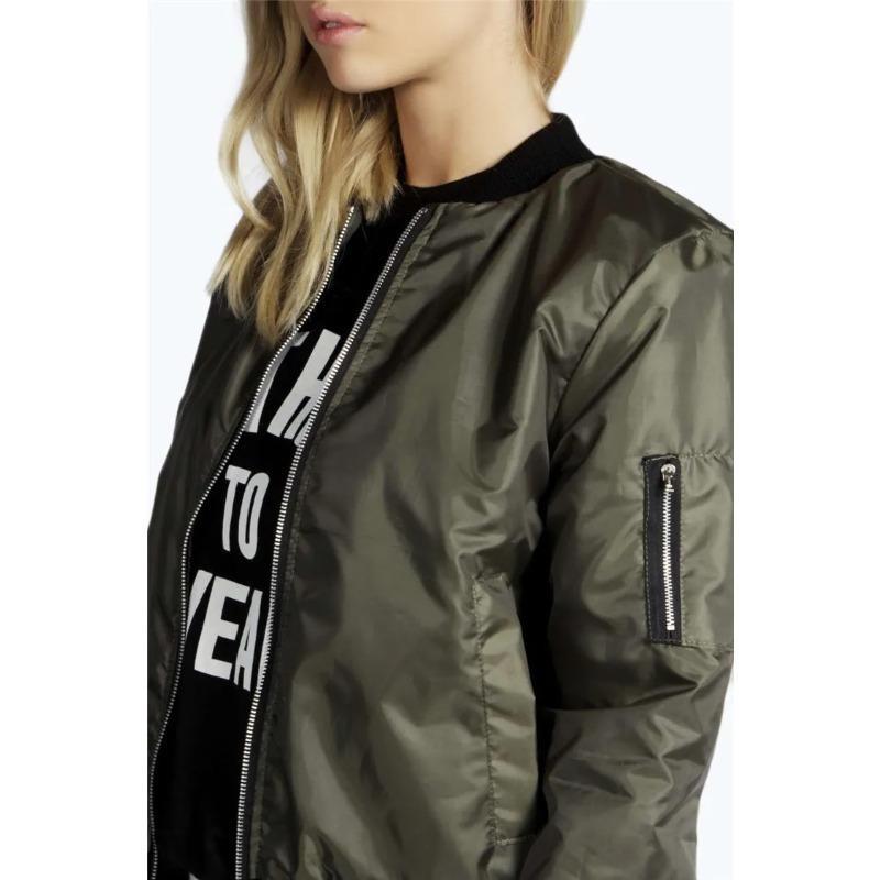Autumn New Short Jackets for Women Vintage High Street O-neck Bomber Jacket Female Fashion Zipper Long Sleeve Coat Woman