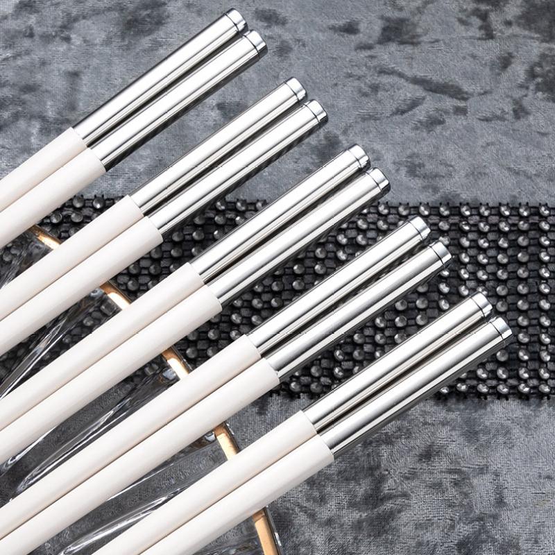 New White Chopsticks Set Reusable Chinese Japanese Korean Chopsticks 10 In Anti-Slip Fiberglass Chop Sticks Utensils