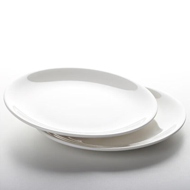 Churong 10-inch White Porcelain Moon Steak Plates (2-pack)