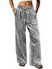 European Plaid Women's Wide-Leg Elastic High-Waist Pajama Pants with Drawstring