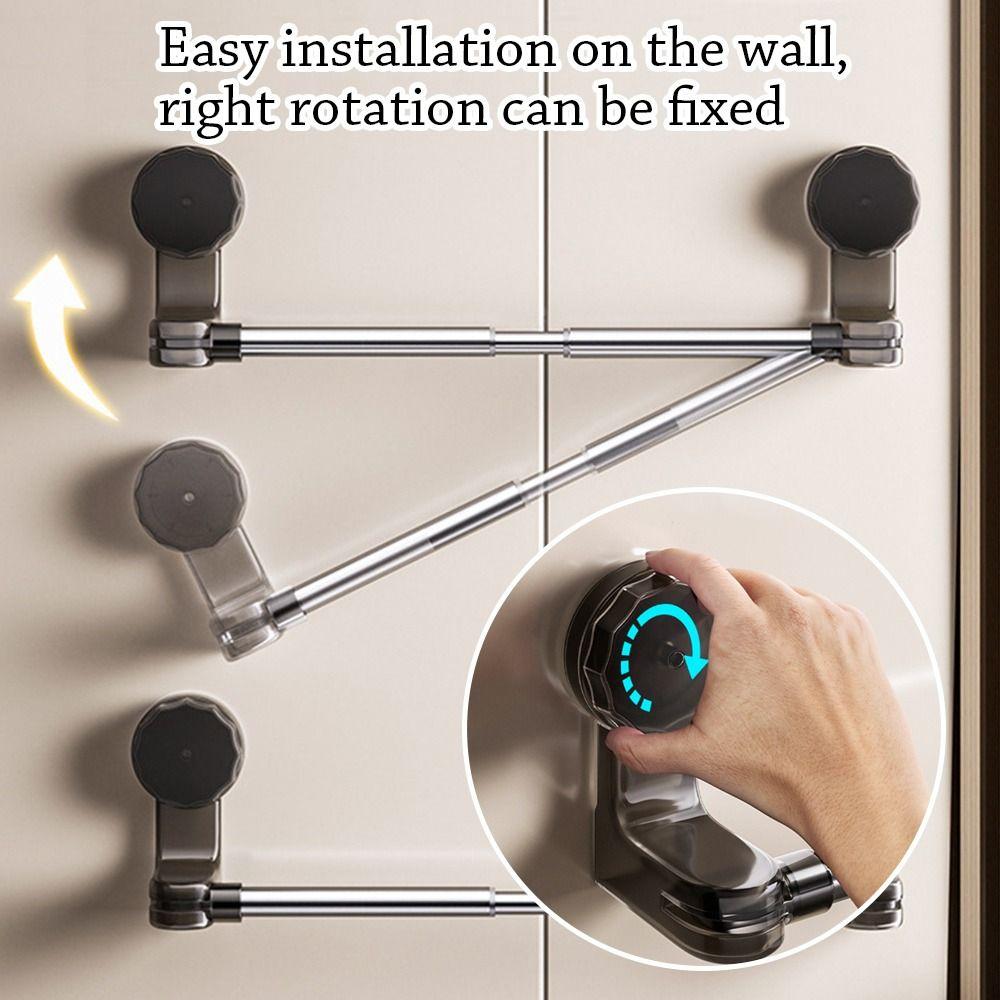 Wall Mounted Towel Rack Suction Cup Bathroom Storage Rod Durable Clothes Drying Rack