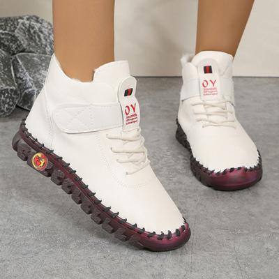 Marca Stivali da Donna Invernali alla Caviglia con Pelliccia High-top Cucitura a Mano Filo Mocassini in Pelle Scarpe di Cotone Donna Stivaletti da Neve Corti Botas