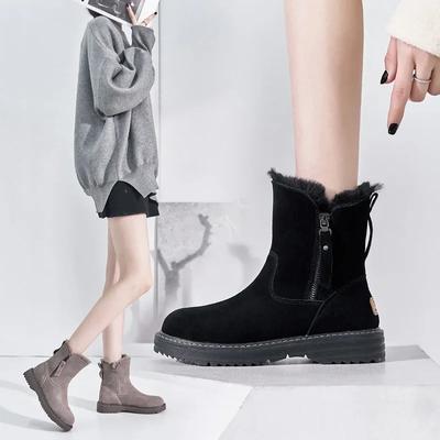 2024 Winter Boots Women Genuine Leather Shoes Thick Sole Warm Women Snow Boots Cold Winter Ladies Ankle Boots D149