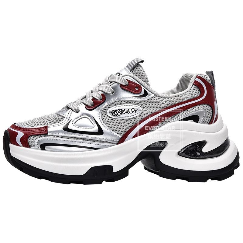 Summer new breathable burgundy versatile casual platform dad shoes 2912