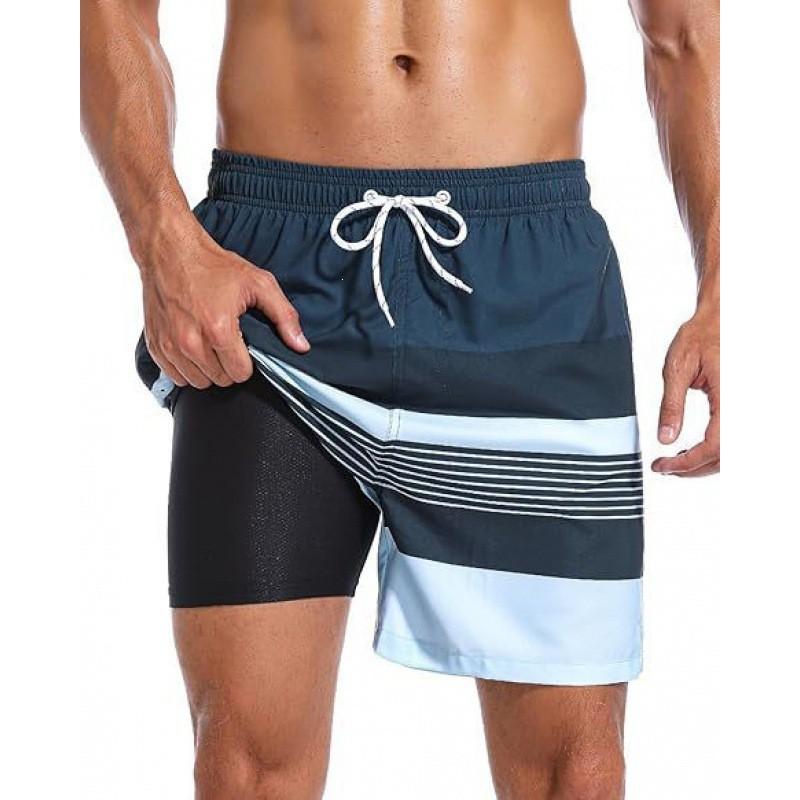 Mens Quick-Dry Board Shorts Swim Trunks With Print Design Beach Surfing Swimming Outdoor Activities