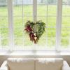Valentine's Day Farmhouse Heart Wreath for Front Door Rustic Faux Greenery Wreath with Red Roses Berries Vintage Heart Bell for Window Porch Indoor