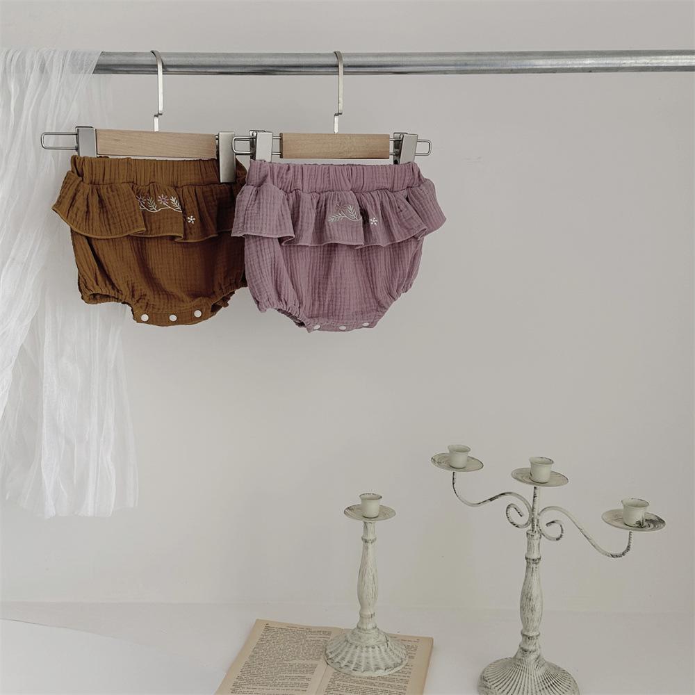 Sommer Baby- und Kleinkind Baumwollgaze Rüschenshorts im INS-Stil