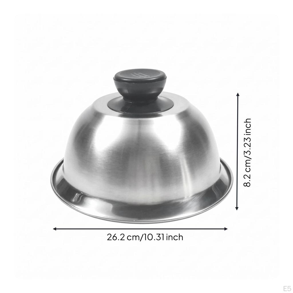 Stainless Dome Cover Domed Grill Wide Rim Basting 16CM Plastic Handle