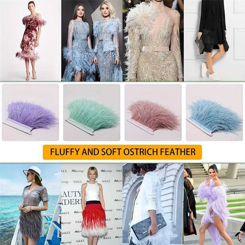 Feather1M Ostrich Feathers Trim High Quality 8-10cm Feather Ribbon Fringe DIY Sewing Dress Clothes Decorations