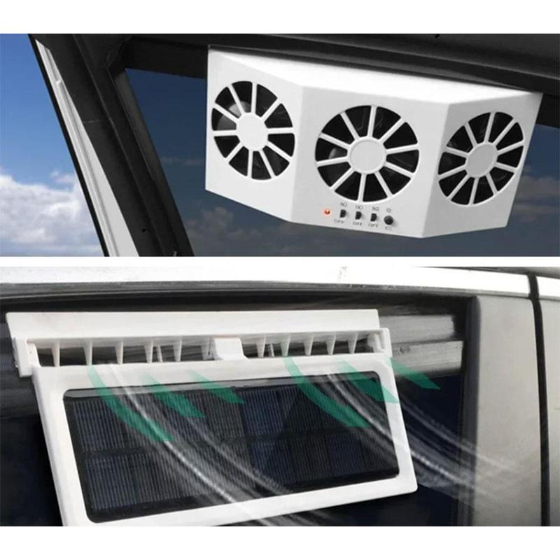 Solar Powered Car Ventilation Fan 3 Cooling Fans,Rechargeable Auto Air Circulation Cooler, Automatic Cooling Car Fan For Vehicle