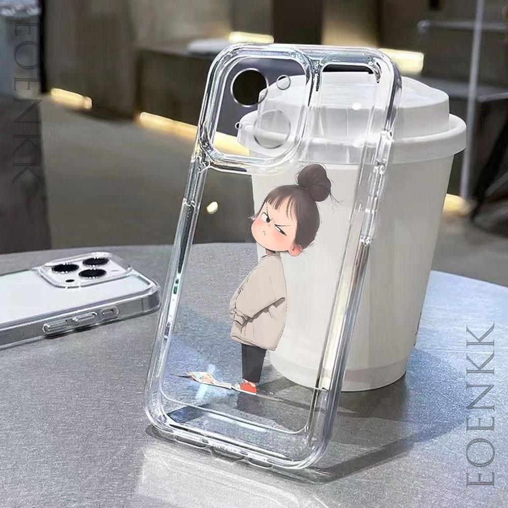 Cartoon Girl Transparent Phone Case For Samsung Galaxy S25 S24Ultra S23 S22 S21 S20 Note10 20 Plus Ultra FE A55 A35 A54 5G Cover