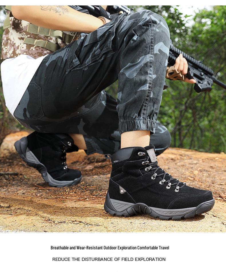 Men's Plus Size Mid-top Outdoor Training Boots - Non-slip & Wear-resistant for Hiking