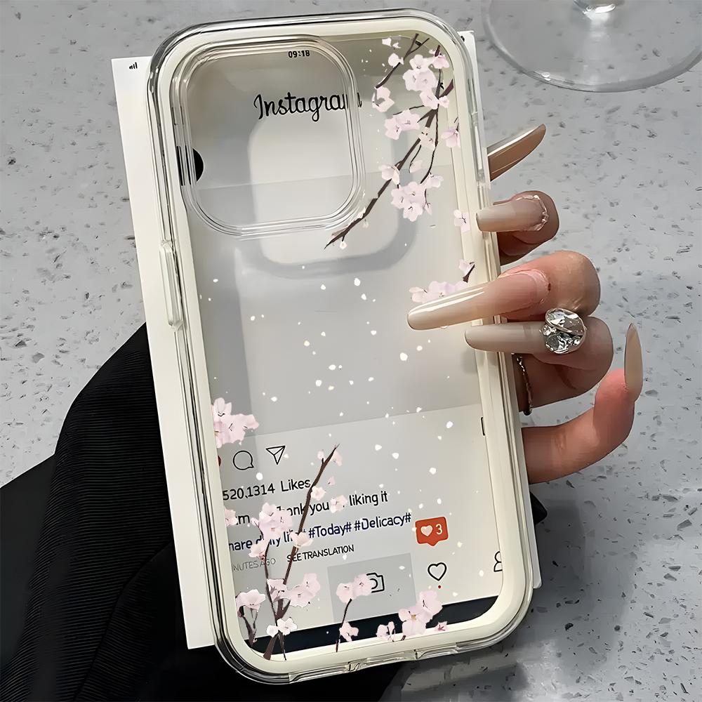 Cherry Blossom Pattern 2in1 Clear Phone Case For Samsung Galaxy S26 Ultra S25 S23 S24 S22 Plus A57 A37 A55 A54 A36 A35 A16 Cover