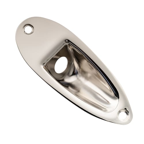 Musiclily Pro 10mm Steel Ship-Shaped Jack Plate for Stratocaster Electric Guitars, Nickel