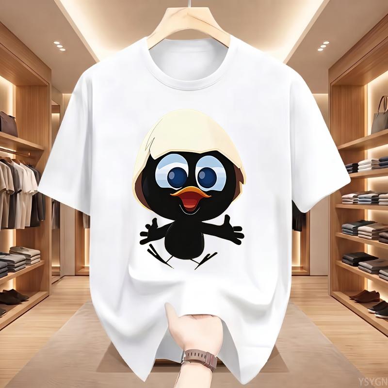 Sunlight T Shirt Big Size Men Calimero Cartoon Pattern Men T Shirt Painted Funny Tshirt Men T Shirt