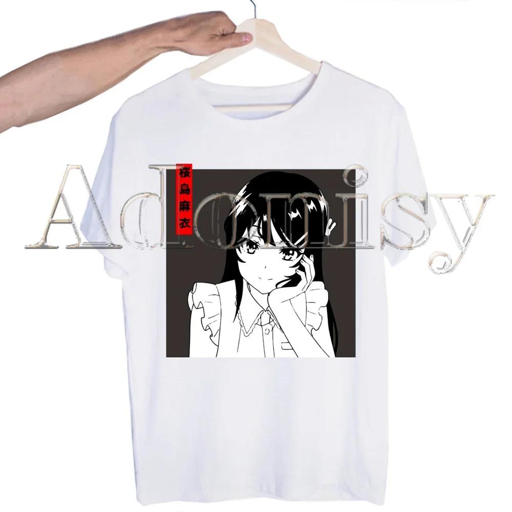 Bunny Girl Senpai Sakurajima Mai Printed T Shirt  Unisex Retro Washed Tops Tees Harajuku Tshirt Streetwear Hip Hop Male T-shirts Shirt