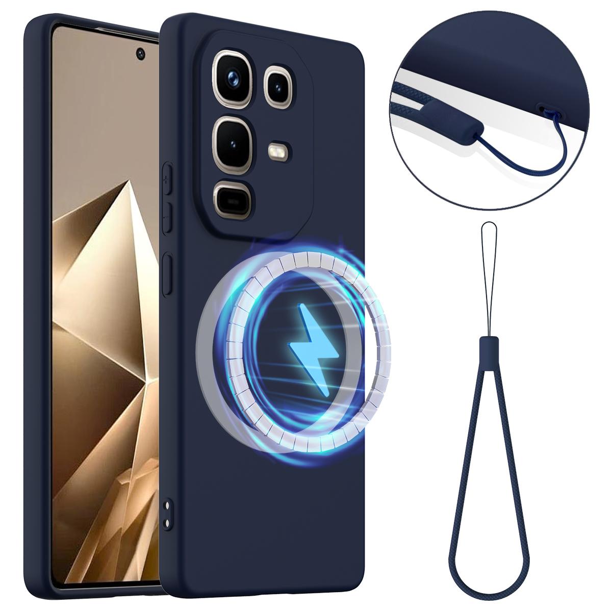 

Чехол для Infinix Note 50 Pro+ 5G, совместимый с MagSafe, противоударный, из жидкого силикона Dark Blue