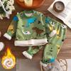 Ropa de invierno para niños, conjunto de ropa interior térmica, además de terciopelo, ropa gruesa para bebés y niñas, traje de pijama para niños