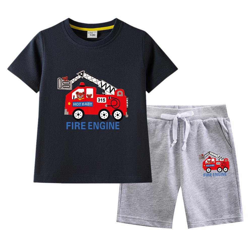 Boys' Summer 2023 Loose Short-Sleeve Shorts Two-Piece Set for Kids