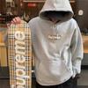 Supreme Embroidered Cotton Hoodie with Velvet - Cashew Flower Design