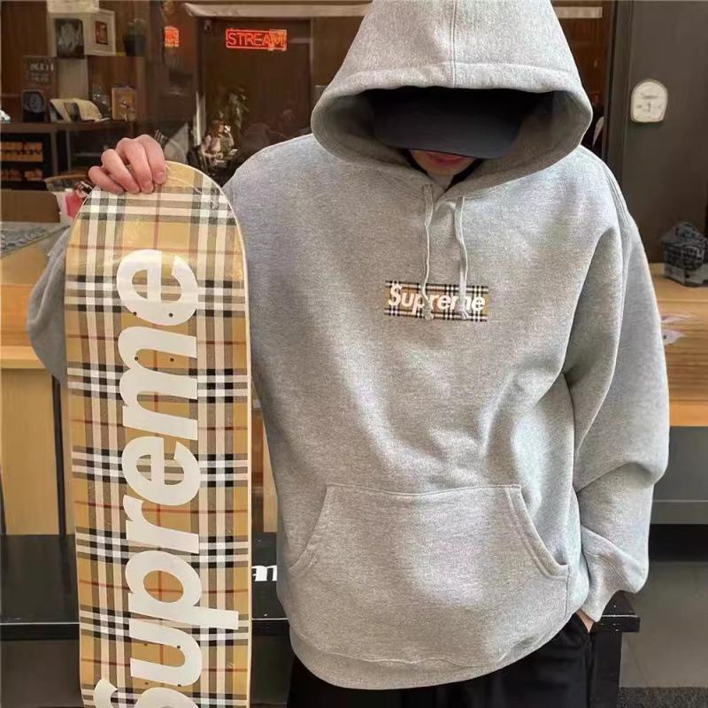 Supreme Embroidered Cotton Hoodie with Velvet - Cashew Flower Design