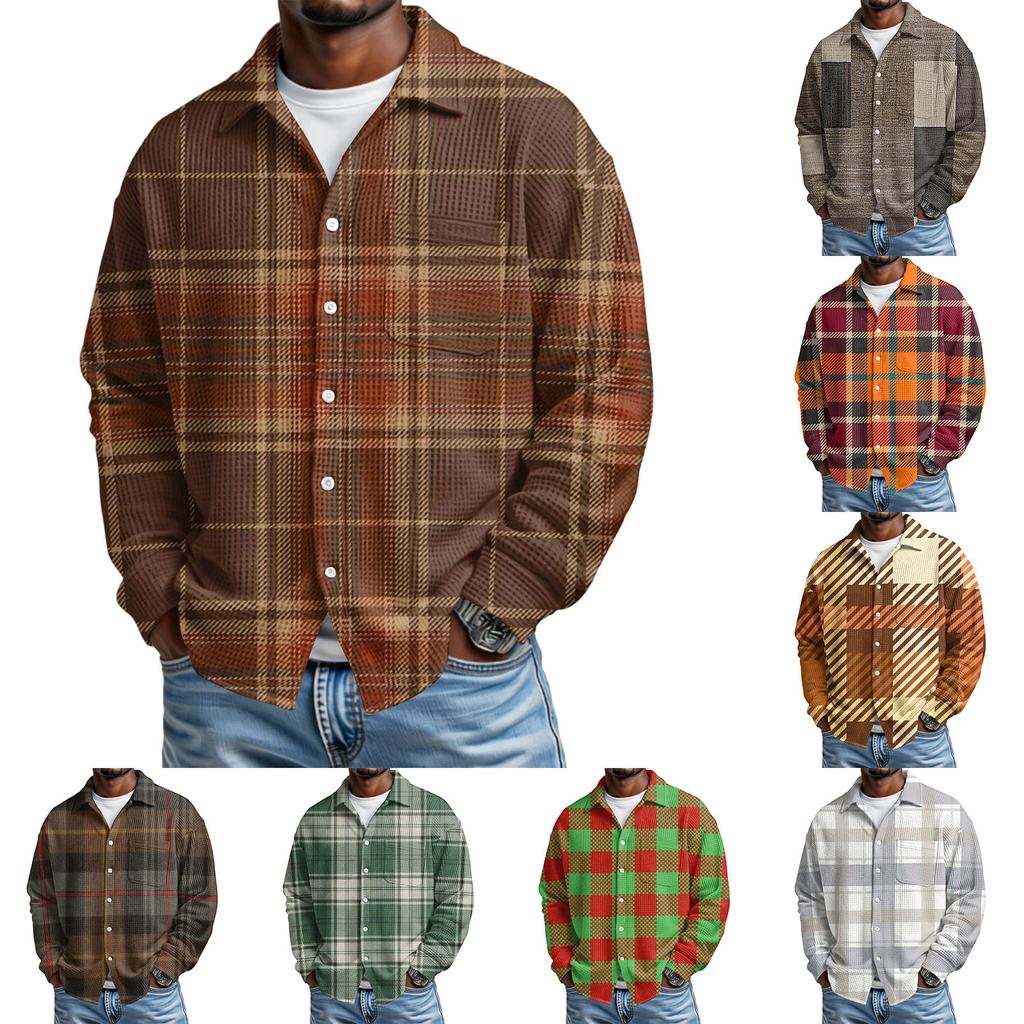Men's Casual Button-down Long-sleeved Shirt With Pocket