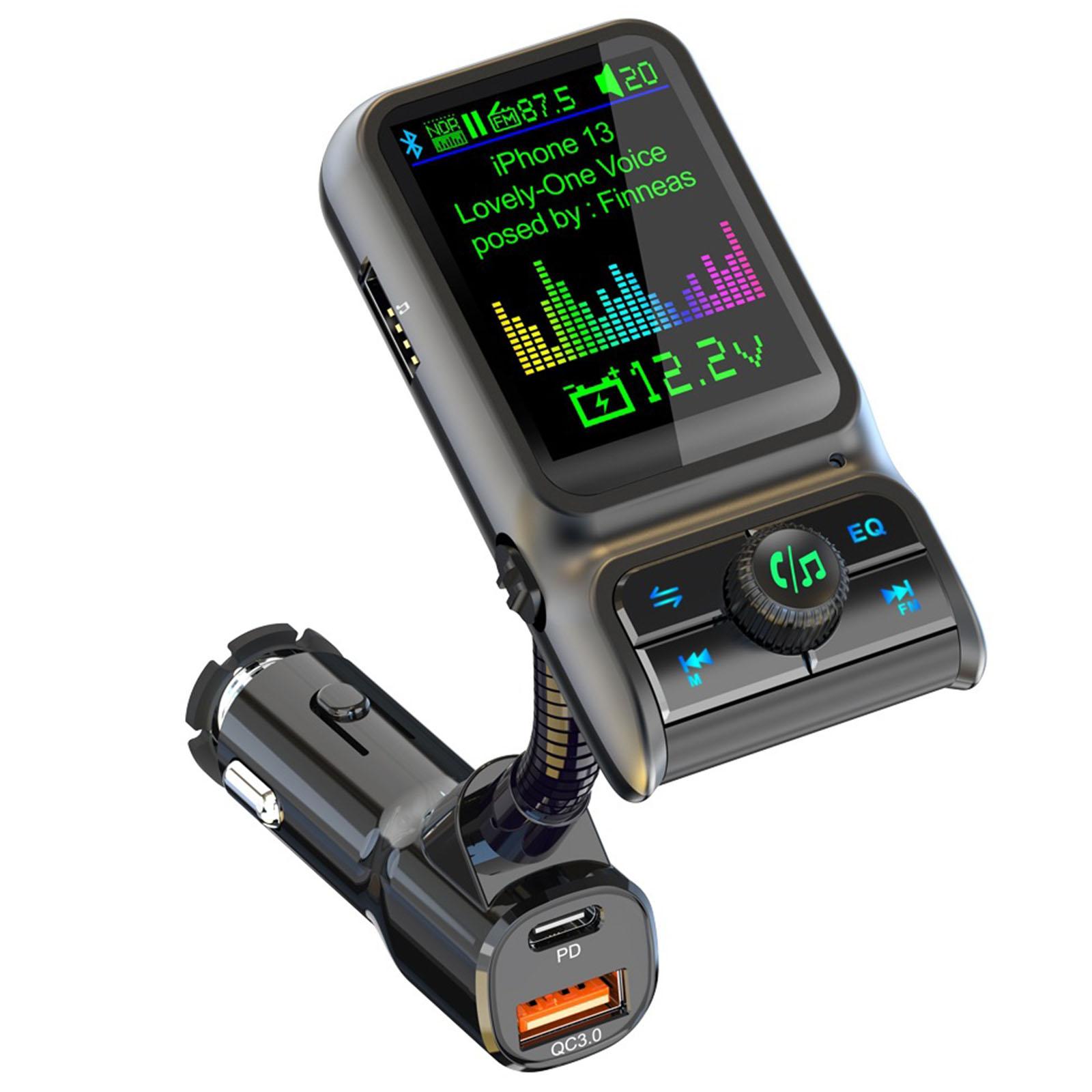 

Bluetooth-compatible 5.0 Transmitter Car FM Music Player Deep Bass EQ Sound Radio Adapter PD 20W/QC3.0 20W Quick Charge 1