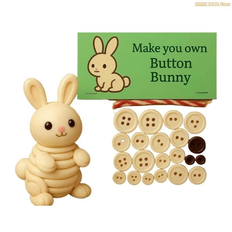 K1AE Unique Plastic Button Craft Project Animal Ornament Set With Easy Instructions