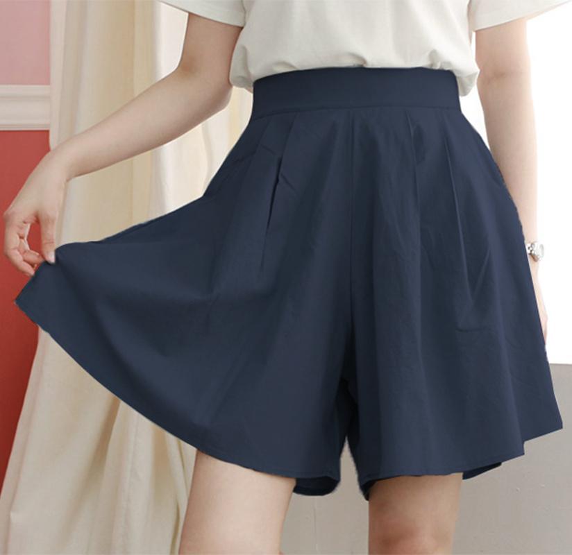 Short taille haute grande taille pour femme, pantalon ample à jambes larges, couleur unie, décontracté, tendance