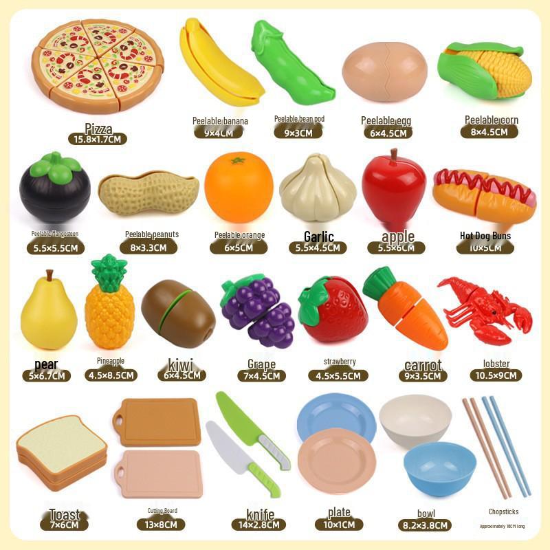 Child's Role-Play Kitchen Set: Peelable and Sliceable Realistic Fruits & Vegetables