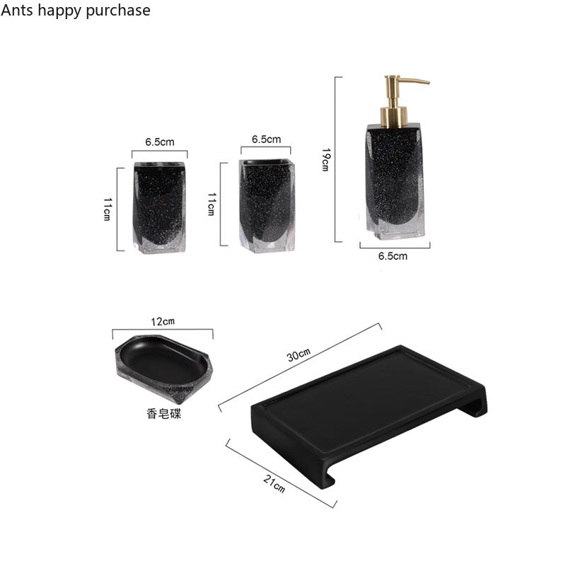 Bathroom Five Piece Set Resin Wash Set Bathroom Toiletries Lotion Bottle Mouthwash Cup Toothbrush Holder Soap Dish Storage Tray