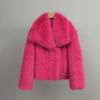 Stylish Big Lapel Imitation Fur Jacket Femininity Elegant Celebrity Long-Sleeved Thermal Coat Fluffy Top