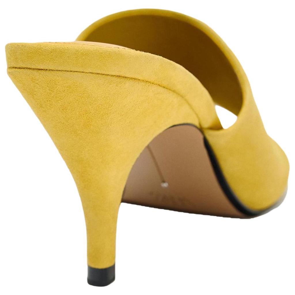 Zara Fashionable Round Toe Thin High Heel Leather Anti-Friction Slide Sandals Women Sandals Mustard 1304610305