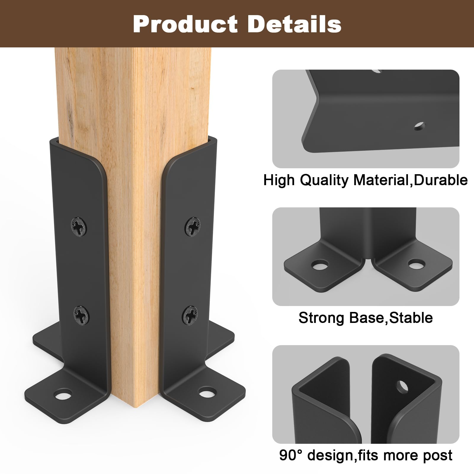 

2Pcs Gazebo Bracket Kit Post Base Connector for Pergola Fence Patio Adjustable Metal Support Type A