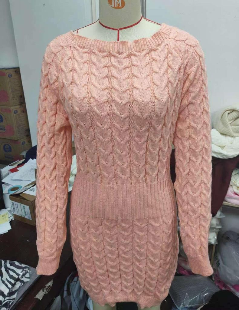 Women's Long Pullover Sweater Dress Long-sleeved Slim Clothes