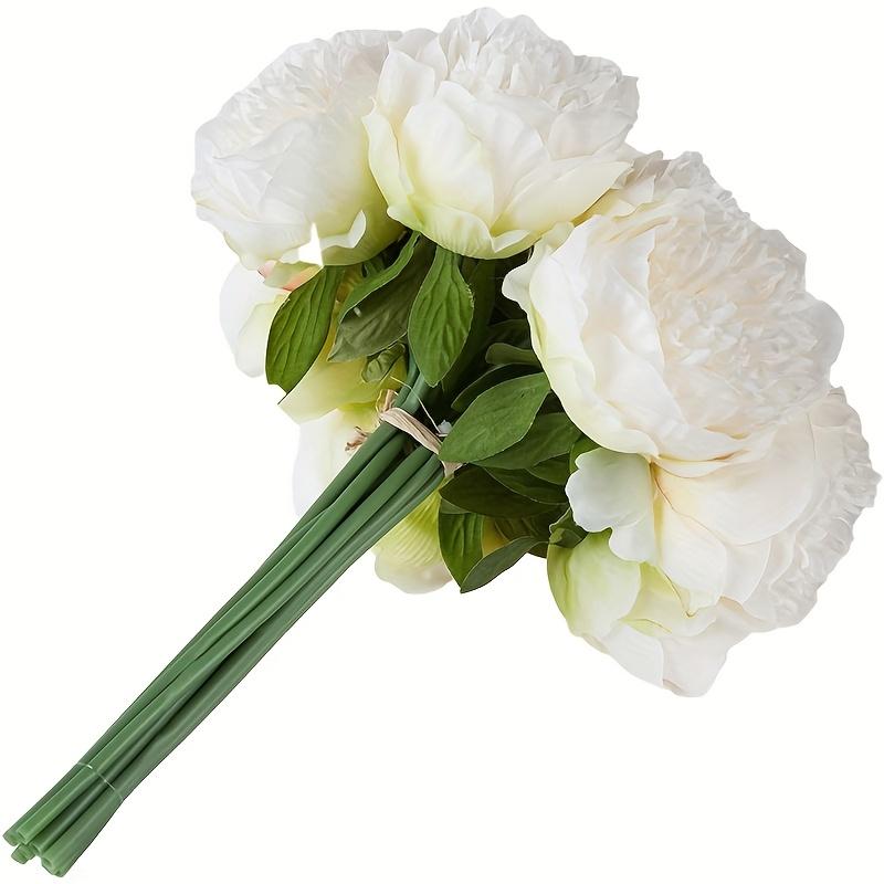 10pcs Artificial Flowers, 5 Heads Silk Flowers Fake Peony, Silk Flower Fake Hand-held Flower, Home Living Room Indoor and Outdoor Decoration