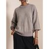 YYFS Moda feminina casual outono inverno cor sólida estampa manga comprida gola redonda suéteres