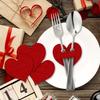 12pcs Reusable Heart Shape Cutlery Love Felt Cutlery Holders Elegant Fork Spoon Set Valentine’s Day