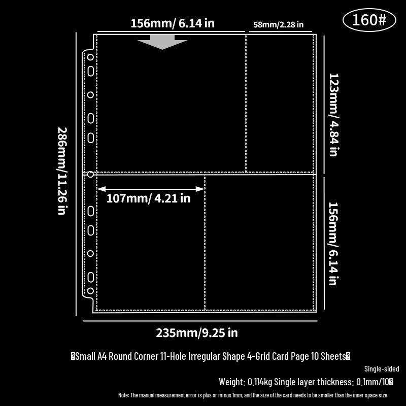 Four-Grid & Nine-Grid Card Album Refill Pages for Loose-Leaf Journals (A4/A5)