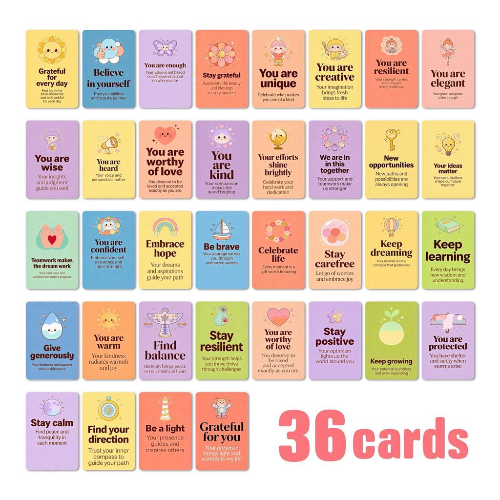 36 Positive Affirmation Cards For Colleagues, Friends, And Family.