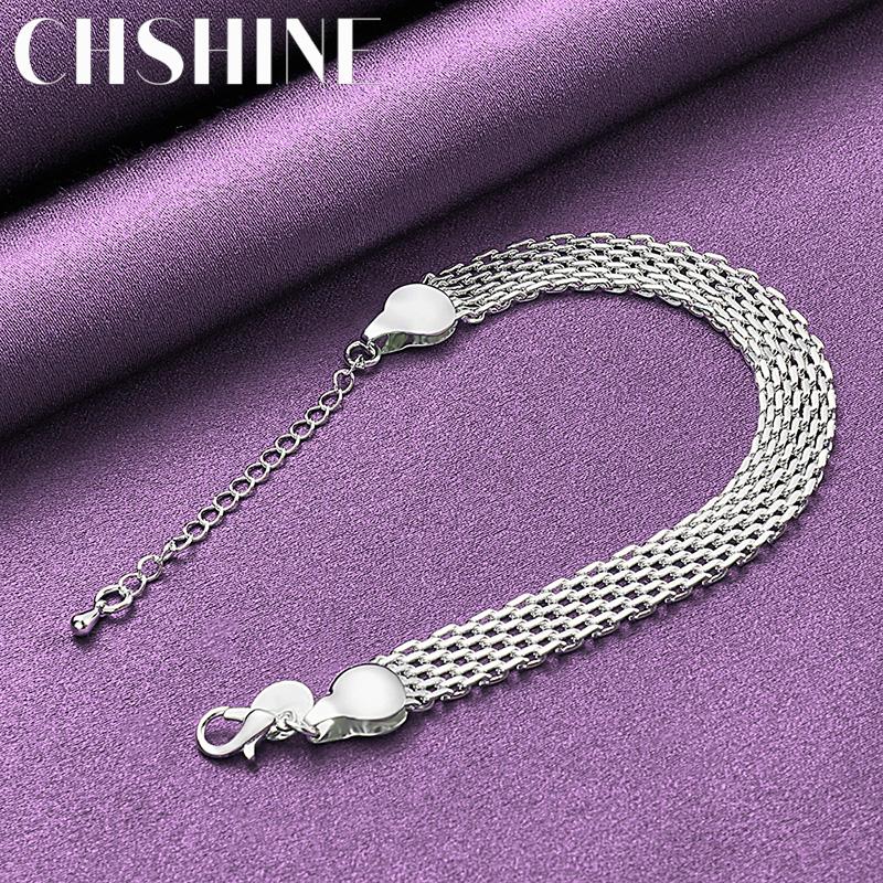 CHSHINE 925 Sterling Silver 10mm Weaving Geometry Bracelet For Women Men Party Fashion Charm Jewelry
