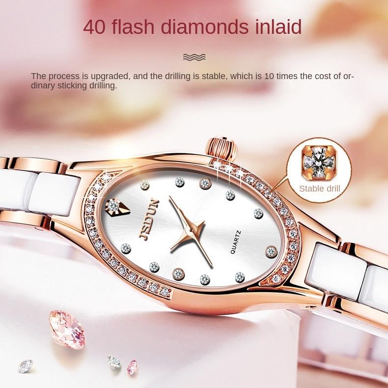 JINSHIDUN Brand Watches Swiss Watch Quartz Movement Fashion Waterproof Thin Women's Watch Women
