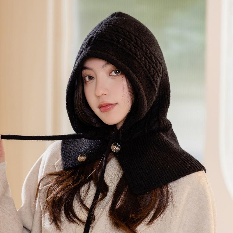Fashion Cape, Thermal Cap, Children's Scarf, Integrated Hat, Winter Barak Method Cold-proof Ear Protection Hat, Knitted Wool Hat