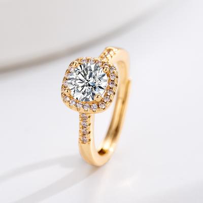 Hot Gold Plated Imitation Moissanite Square Bag Ring Design Ring