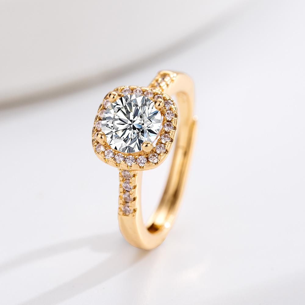 Hot Gold Plated Imitation Moissanite Square Bag Ring Design Ring